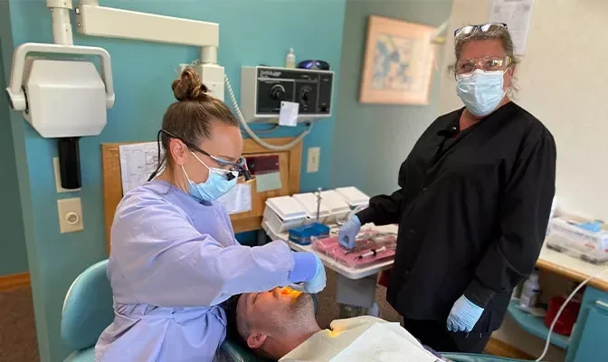 Dr. Laurie Rodio and Kim, our office manager, caring for a patient in Largo, FL.