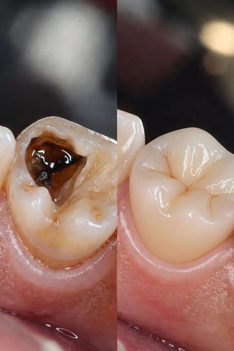 Illustration of a decayed molar restored with a crown