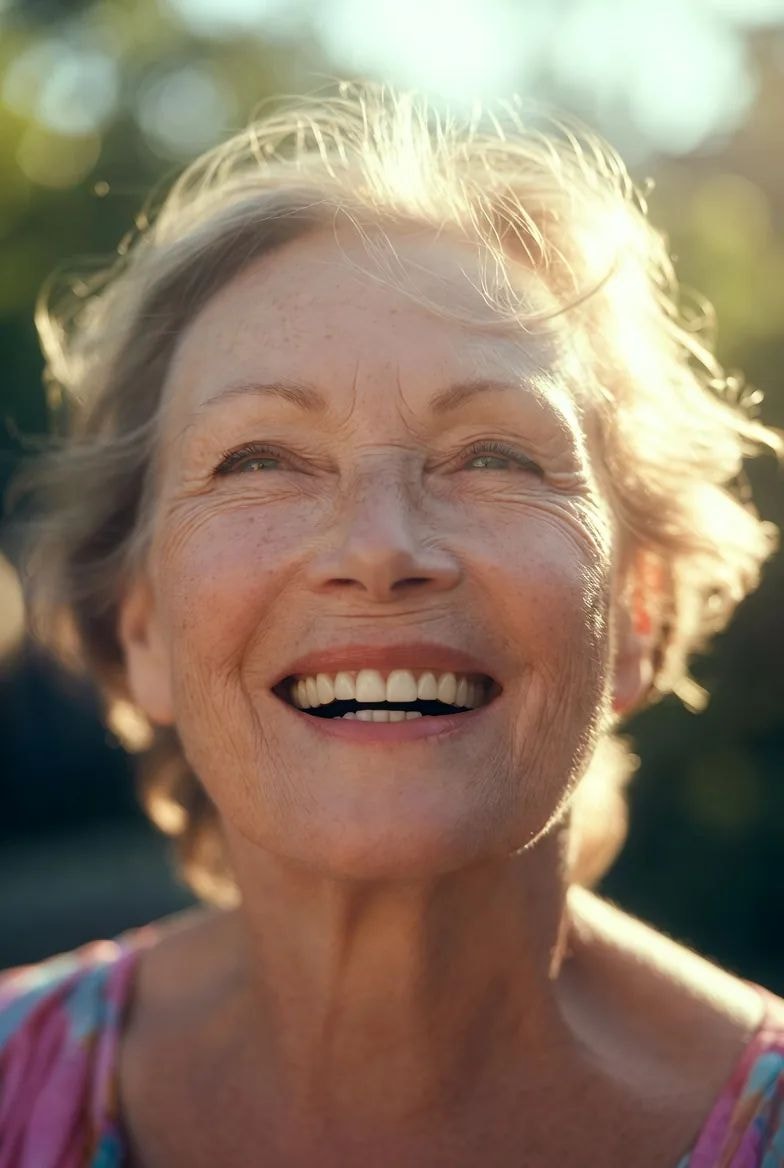 Smiling older woman outdoors
